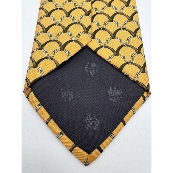 BROOKS BROTHER Men's 100% Silk Classic Necktie Made In U.S.A Yellow - Picture 6 of 7